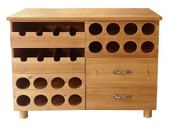Meuble range bouteilles en bois de sapin et MDF - L.90 x P. 32 x H. 69 cm - Naturel - RIOJA