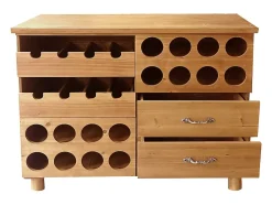 Meuble range bouteilles en bois de sapin et MDF - L.90 x P. 32 x H. 69 cm - Naturel - RIOJA