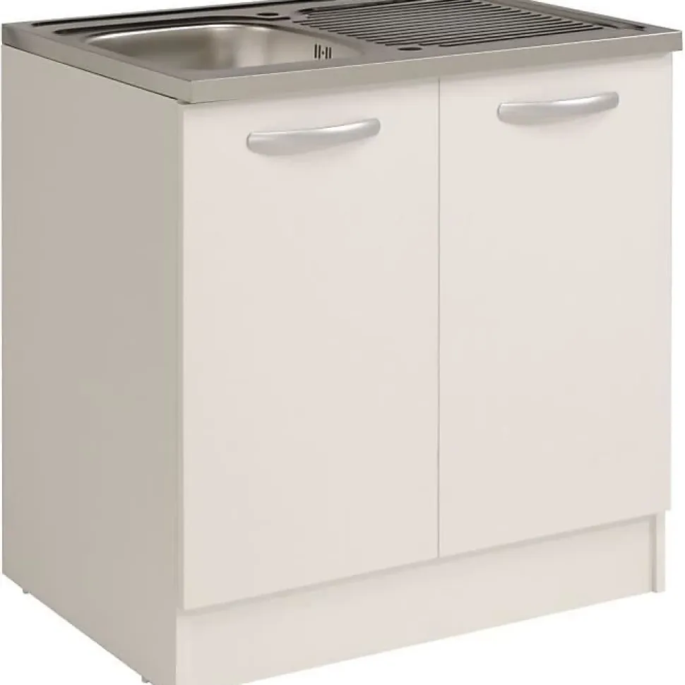 Meuble sous evier PARISOT SPRING 80x57.6x84.2 cm blanc 2 portes