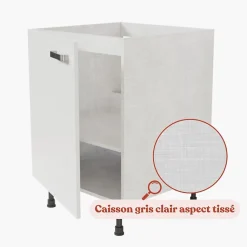 Meuble sous évier - 60 cm - Caisson coloris Lino