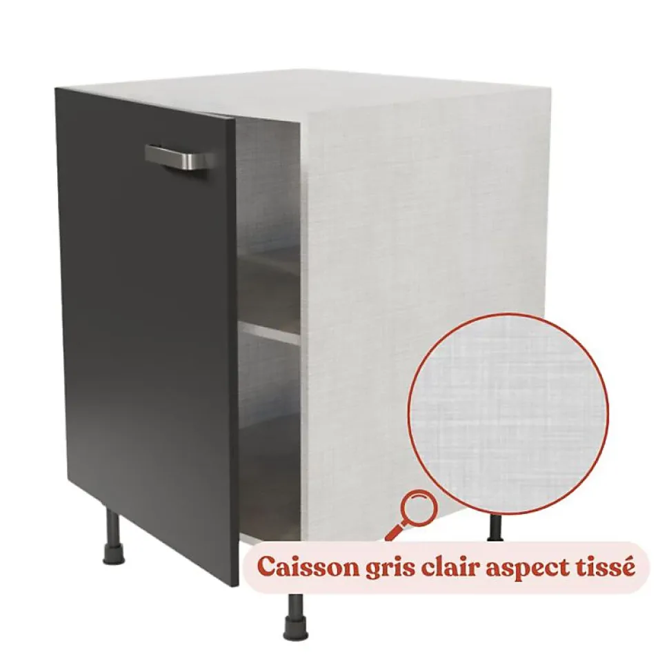 Meuble sous évier - 60 cm - Caisson coloris Lino