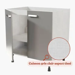 Meuble sous évier - 80 cm - Caisson coloris Lino