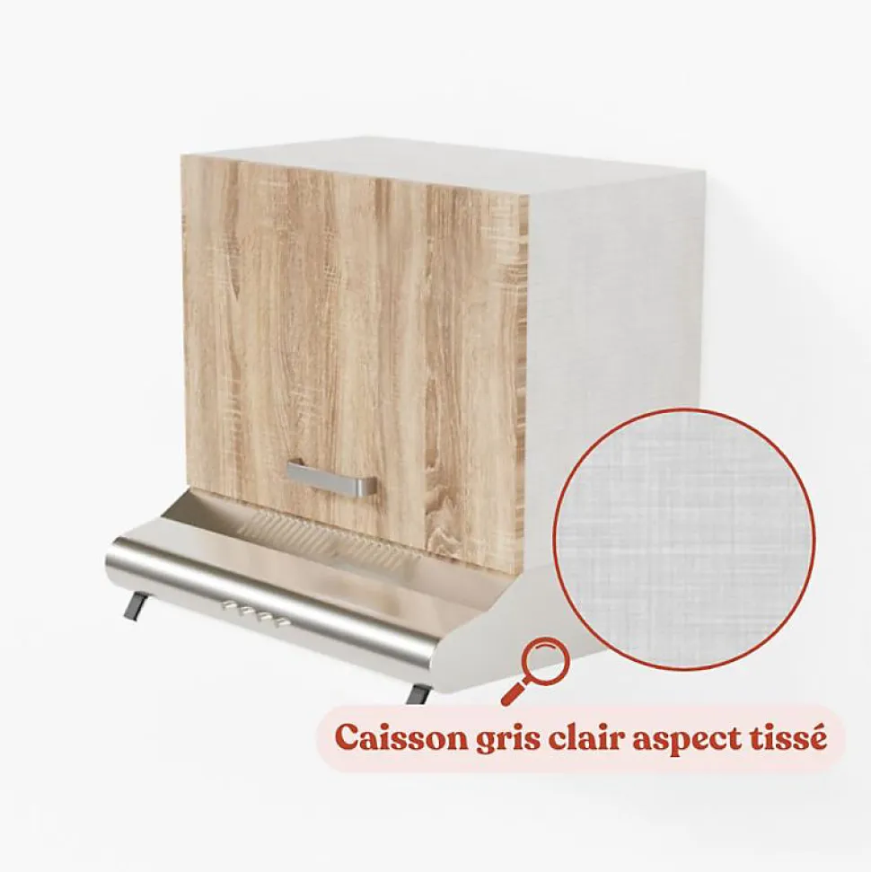 Meuble sur hotte - 60 cm - Caisson coloris Lino