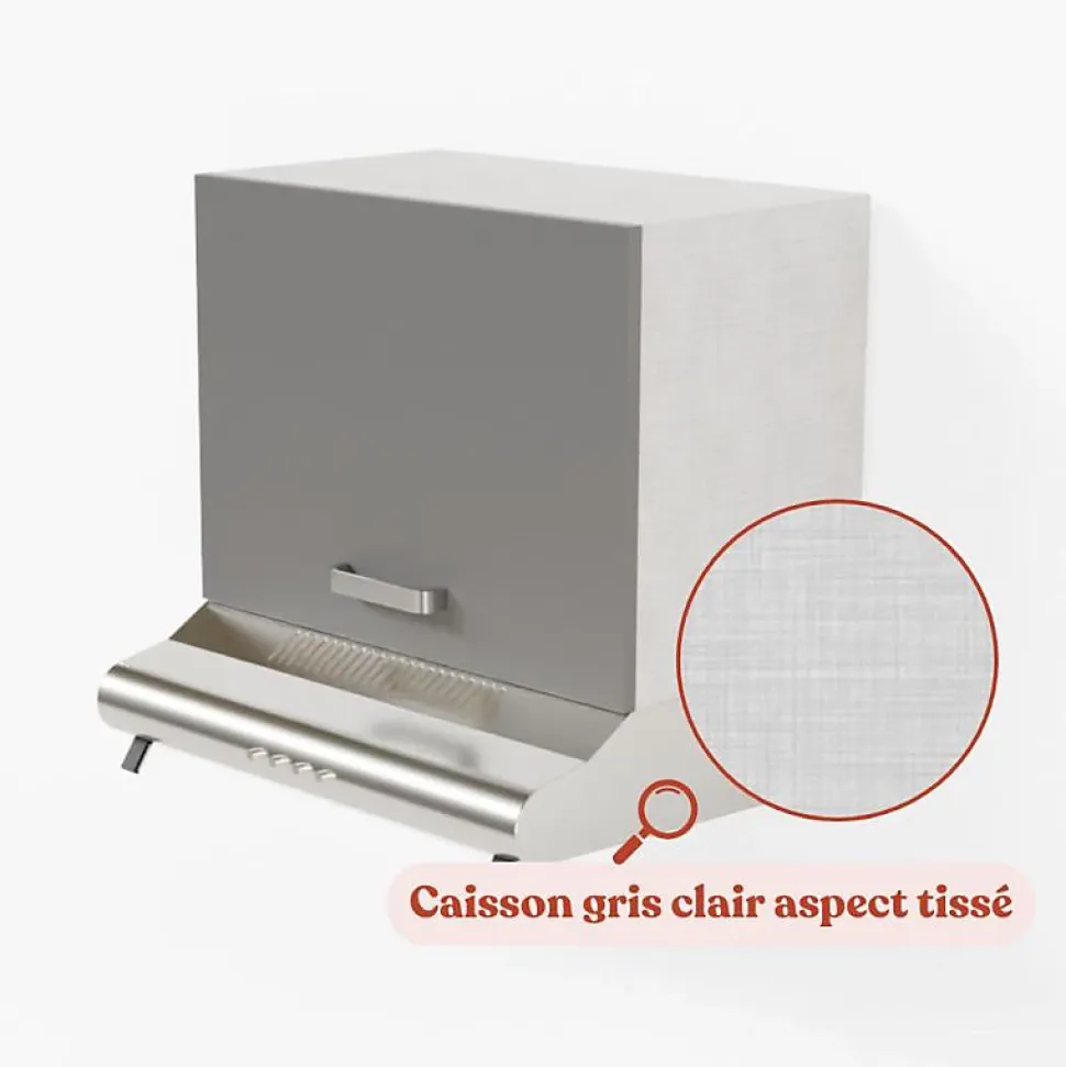 Meuble sur hotte - 60 cm - Caisson coloris Lino