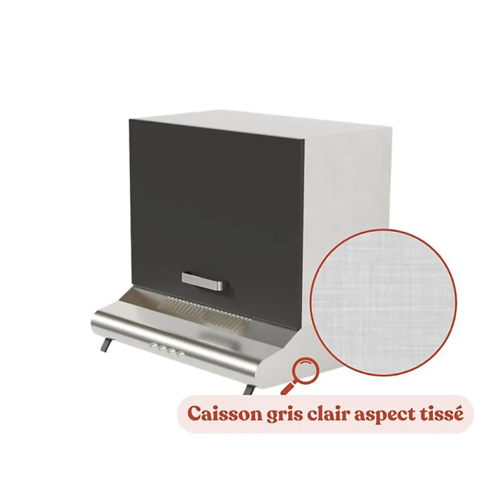 Meuble sur hotte - 60 cm - Caisson coloris Lino