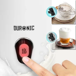 MF130 Mousseur à lait électrique 550W Mousse chaude ou froide Lait chaud Pot en inox Capacité 240 ml Café latte Duronic