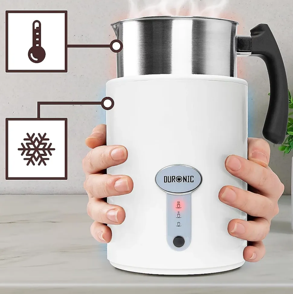 MF500 WE Mousseur à lait électrique 550W Mousse chaude ou froide Lait chaud Pot en inox Capacité 500 ml Café latte Duronic
