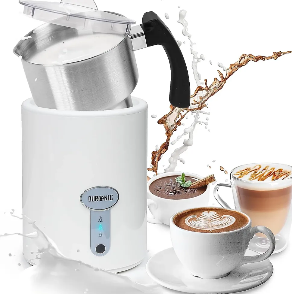 MF500 WE Mousseur à lait électrique 550W Mousse chaude ou froide Lait chaud Pot en inox Capacité 500 ml Café latte Duronic
