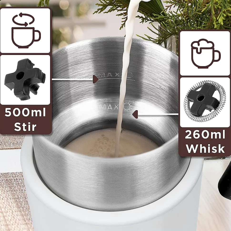 MF500 WE Mousseur à lait électrique 550W Mousse chaude ou froide Lait chaud Pot en inox Capacité 500 ml Café latte Duronic