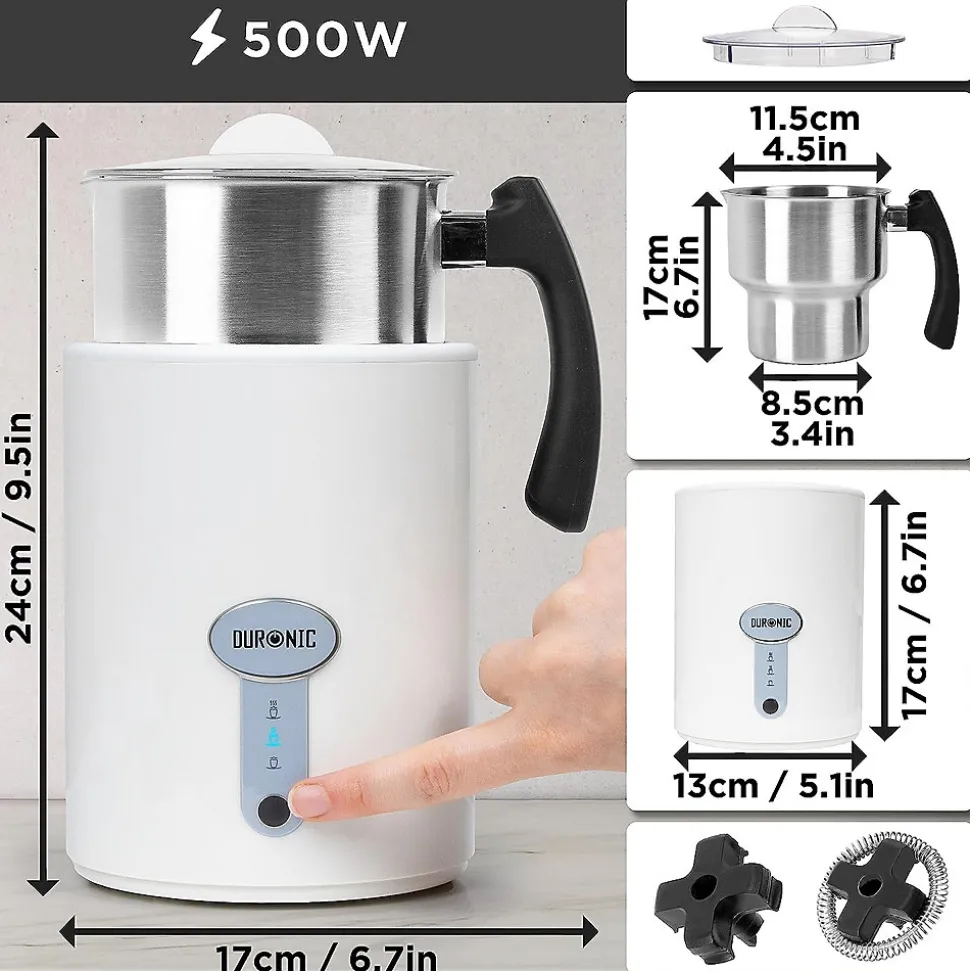 MF500 WE Mousseur à lait électrique 550W Mousse chaude ou froide Lait chaud Pot en inox Capacité 500 ml Café latte Duronic