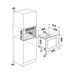 Micro-ondes gril encastrable 25l 900w Whirlpool WMF250G