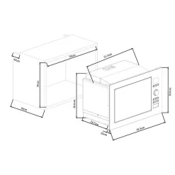 Micro-ondes grill encastrable CONTINENTAL EDISON CEMO25GE2 Silver L59,5 x H38,8 x P40 cm 25L