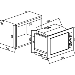 Micro-ondes grill encastrable CONTINENTAL EDISON CEMO25GEB2 Noir L59,5 x H38,8 x P40 cm 25L