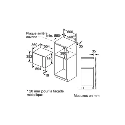 Micro-ondes simple encastrable - BOSCH SER6 - BFL554MS1F - Inox - 25 L - 38,2 x 59,4 x 38,8 cm