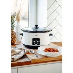 Mijoteuse - Faitout amovible en céramique - Adler AD613W - 5,8 L - Poignées de transport résistantes à la chaleur