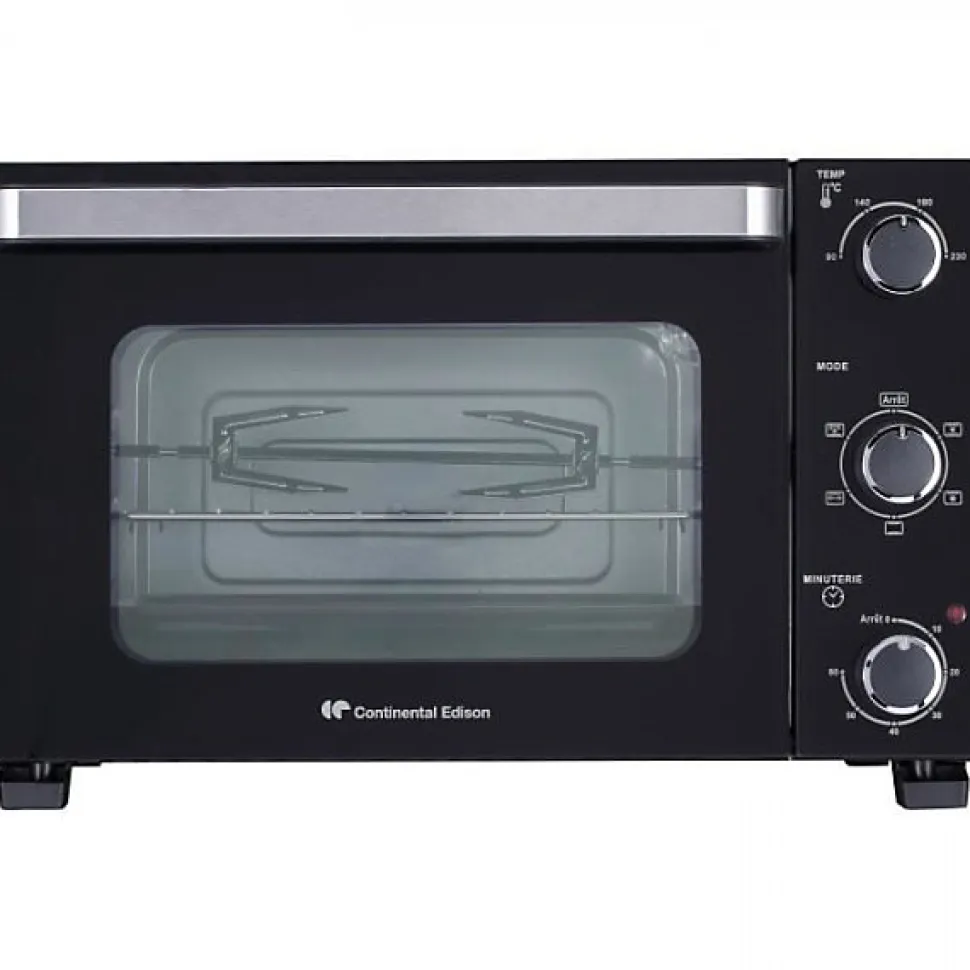 Mini Four Electrique CONTINENTAL EDISON CEMF28B2 - 28L noir - 1500W - Rotissoire, Convection naturelle