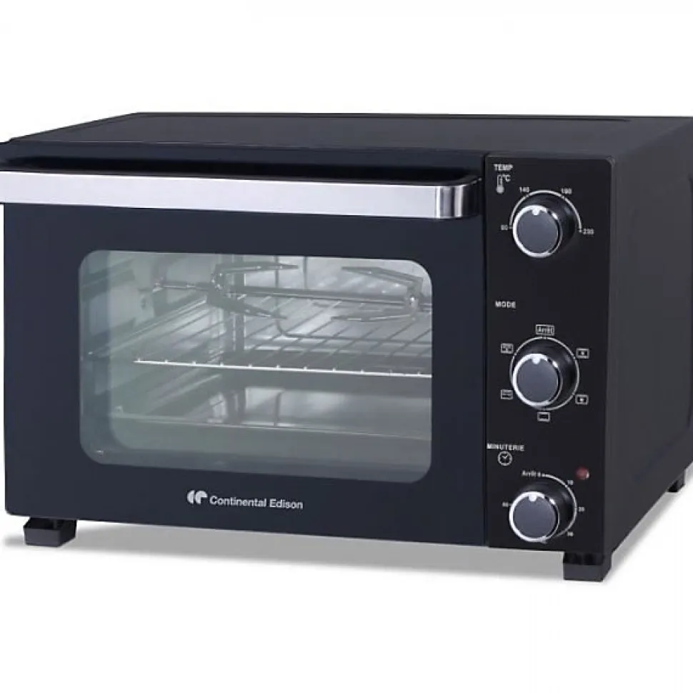 Mini Four Electrique CONTINENTAL EDISON CEMF28B2 - 28L noir - 1500W - Rotissoire, Convection naturelle