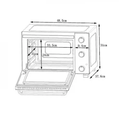 Mini Four Electrique CONTINENTAL EDISON CEMF28B2 - 28L noir - 1500W - Rotissoire, Convection naturelle
