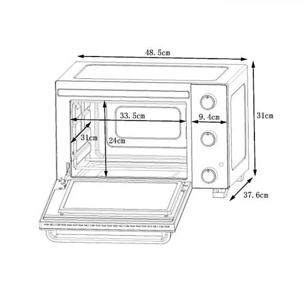 Mini Four Electrique CONTINENTAL EDISON CEMF28B2 - 28L noir - 1500W - Rotissoire, Convection naturelle