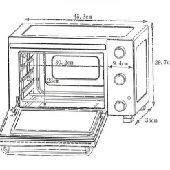 Mini Four Electrique CONTINENTAL EDISON CEMF22B - 22L noir - 1300W - Rotissoire, Convection naturelle