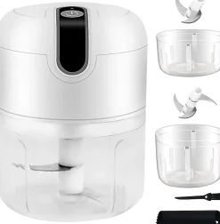 Mini Hachoir a viande Électrique 250ML & 100ML avec accessoires blanc