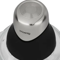 Mini hachoir électrique - H.Koenig - LEO8 - 320 W - Bol en verre 1 L - Lames en acier inoxydable - Noir mat et chrome