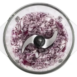 Mini hachoir électrique - H.Koenig - LEO8 - 320 W - Bol en verre 1 L - Lames en acier inoxydable - Noir mat et chrome