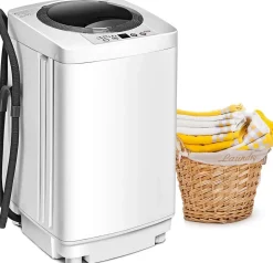 Mini Machine a Laver a Godet Unique Puissance de 240W Lave linge avec Panneau de Commande Multifonction