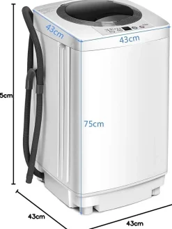 Mini Machine a Laver a Godet Unique Puissance de 240W Lave linge avec Panneau de Commande Multifonction