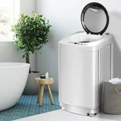 Mini Machine a Laver a Godet Unique Puissance de 240W Lave linge avec Panneau de Commande Multifonction