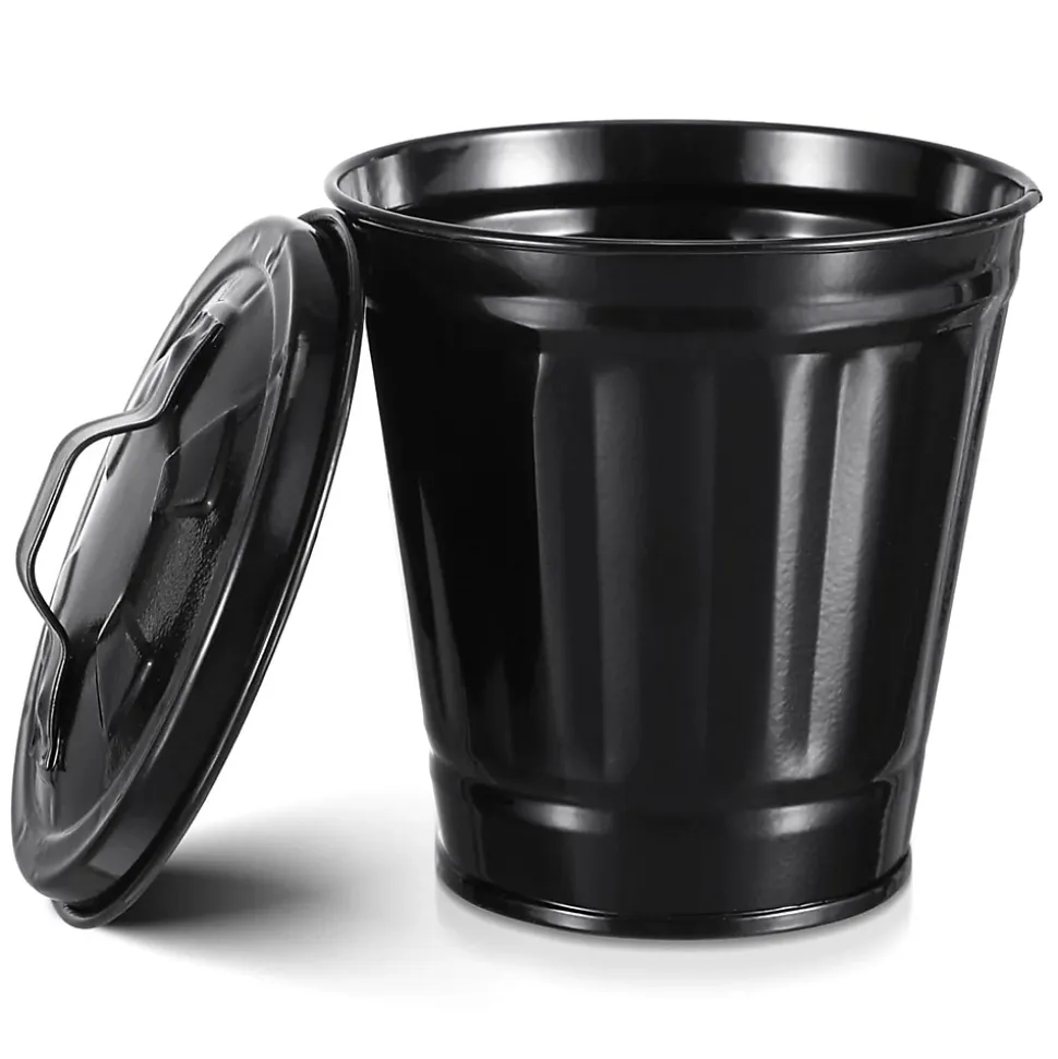 Mini Poubelle En Métal Avec Couvercle noir