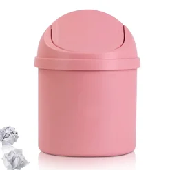 Mini Poubelle en Plastique avec couvercle rose