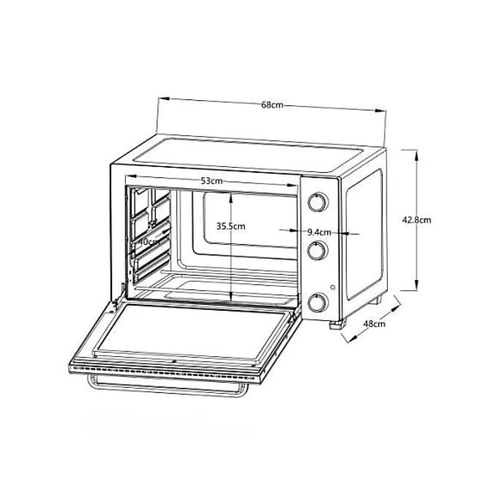 Minifour électrique -Chaleur tournante- CONTINENTAL EDISON - CEMF80B - Noir - L68 x H42,8 x P 48 cm