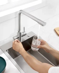 Mitigeur Cuisine 3 Voies, SOFETIY MAX Robinet de Cuisine 3 en 1, Robinet Eau Potable 2 Leviers