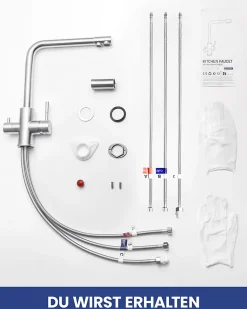 Mitigeur Cuisine 3 Voies, SOFETIY MAX Robinet de Cuisine 3 en 1, Robinet Eau Potable 2 Leviers