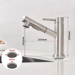 Mitigeur Cuisine avec 2 Modes de Jet Robinet Cuisine avec Douchette Extractible Mitigeur Evier en Inox Brosse Eau Chaude et Froide