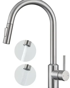 Mitigeur Cuisine avec Douchette, CECIPA MAX Robinet Cuisine Extractible avec 2 Modes de Pulvérisation Brossé