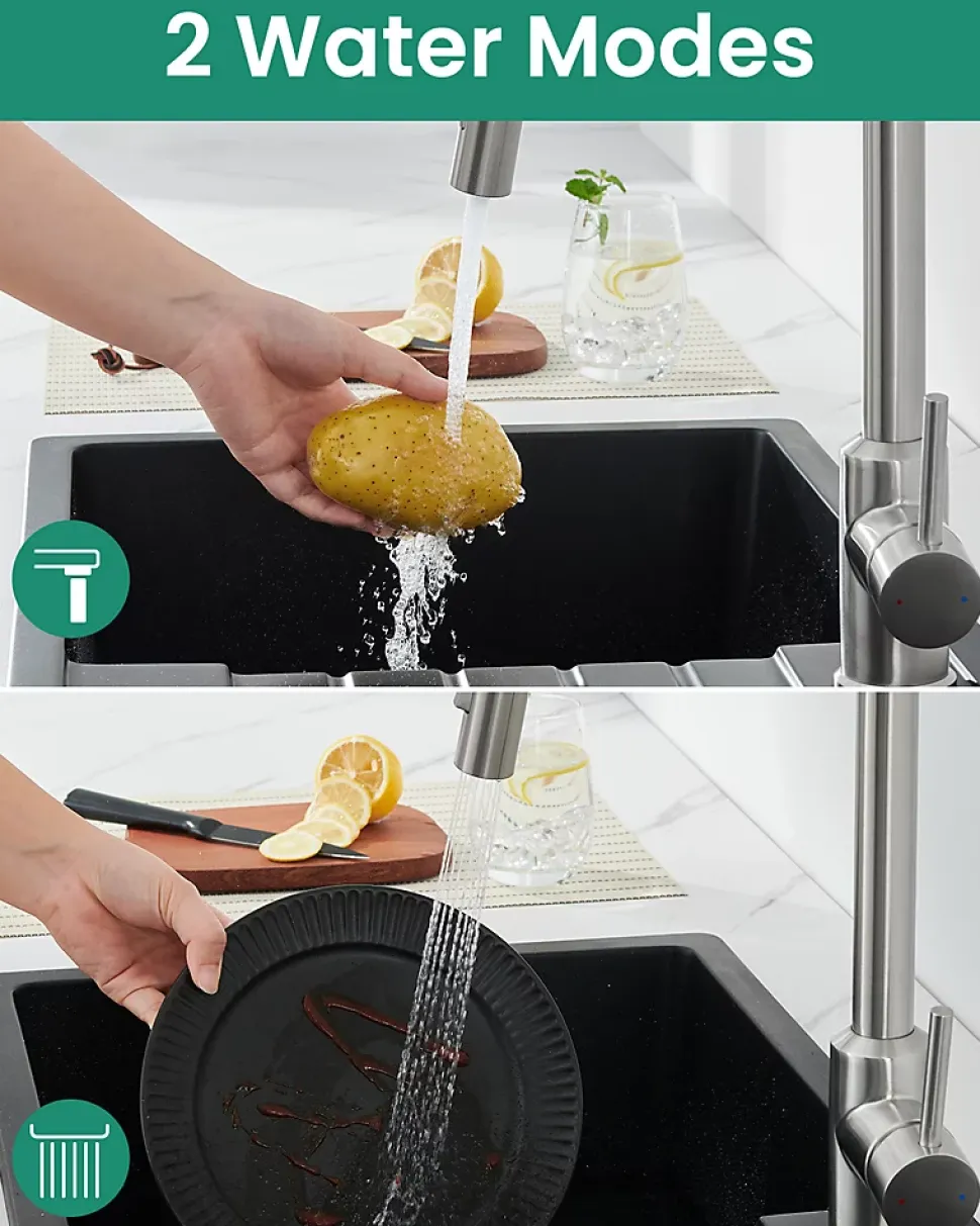 Mitigeur Cuisine avec Douchette, CECIPA MAX Robinet Cuisine Extractible avec 2 Modes de Pulvérisation Brossé