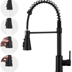 Mitigeur cuisine avec douchette Robinet Cuisine 2 Jets Robinetterie de cuisine Rotation 360 degrés Robinet d'Evier en Laiton