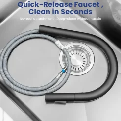 Mitigeur Cuisine avec Douchette Noir, CECIPA MAX Robinet Cuisine Extractible avec 2 Modes de Pulvérisation Brossé