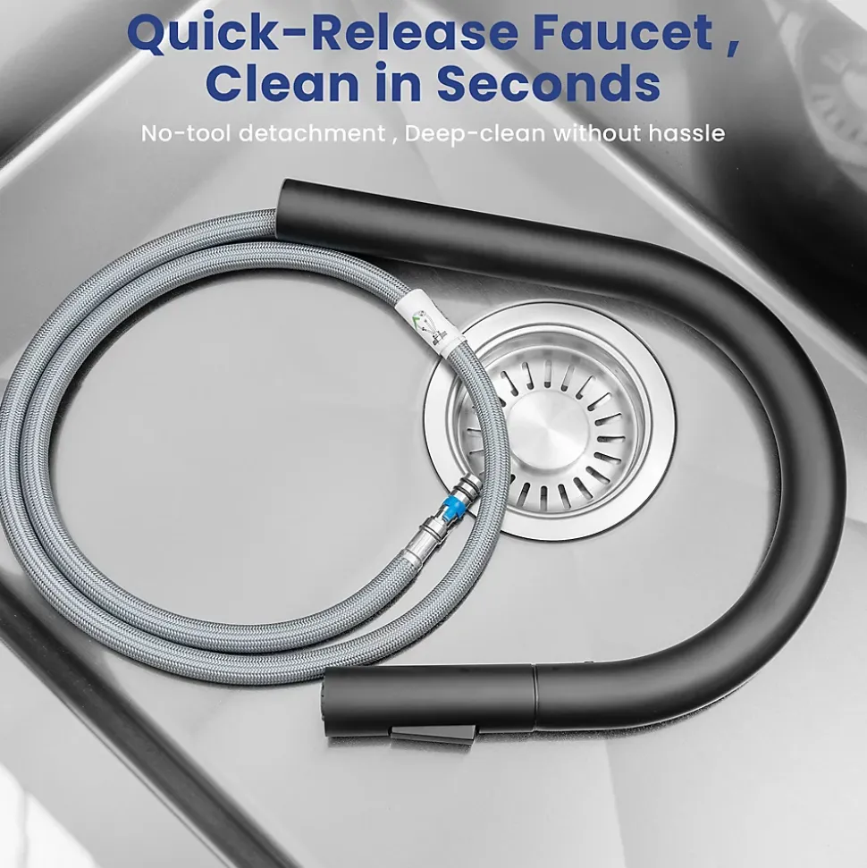 Mitigeur Cuisine avec Douchette Noir, CECIPA MAX Robinet Cuisine Extractible avec 2 Modes de Pulvérisation Brossé