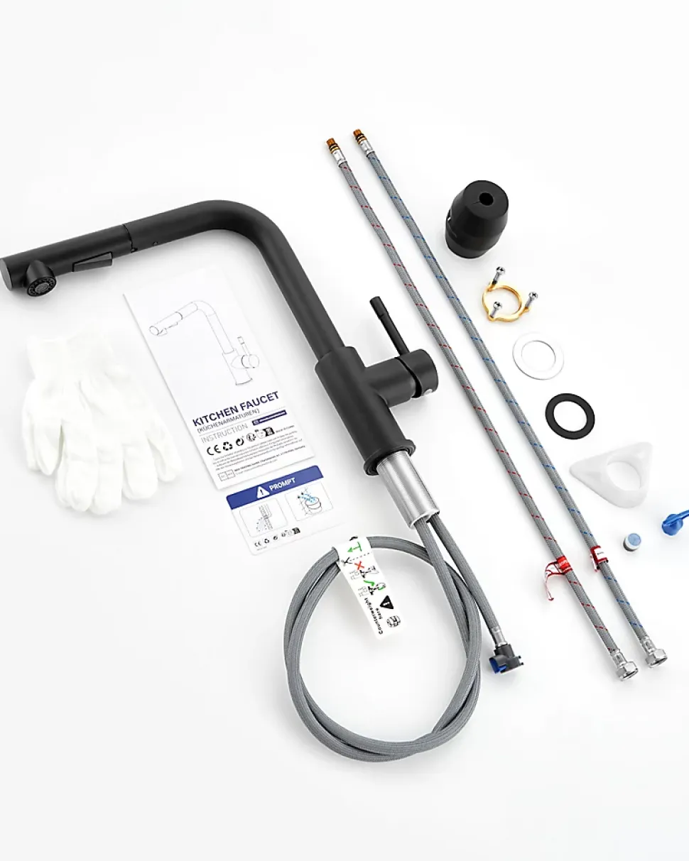 Mitigeur Cuisine avec Douchette Noir, CECIPA MAX Robinet Cuisine avec Extensible, Melangeur avec Deux Types Jet d'eau