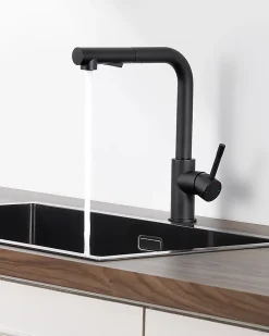 Mitigeur Cuisine avec Douchette Noir, CECIPA MAX Robinet Cuisine avec Extensible, Melangeur avec Deux Types Jet d'eau