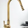 Mitigeur cuisine laiton doré bec haut pivotant 360