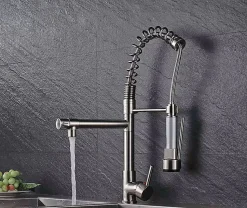 Mitigeur Cuisine Masterchef LED, Inox Brossé, Douchette, Ressort