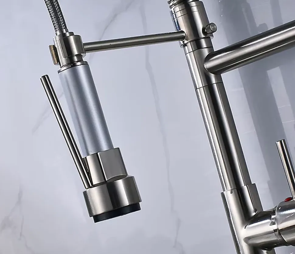 Mitigeur Cuisine Masterchef LED, Inox Brossé, Douchette, Ressort