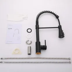 Mitigeur cuisine Noir avec douchette Robinet de Cuisine à Ressort Robinetterie de cuisine Rotation