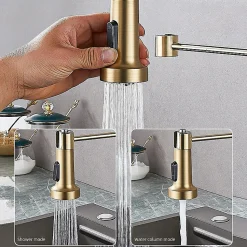 Mitigeur Cuisine Pro Stak, Or Brossé, Douchette Extractible, Ressort