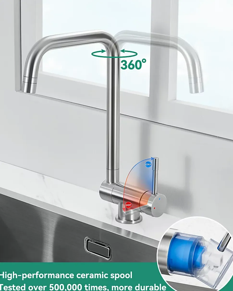 Mitigeur cuisine rabattable, robinet cuisine rabattable avec 2 Jets, robinetterie pliable devant fenêtre