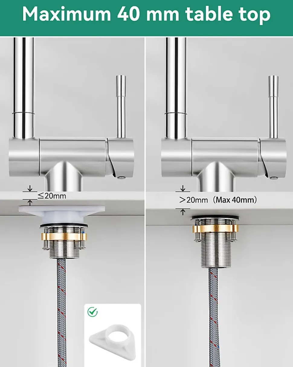 Mitigeur cuisine rabattable, robinet cuisine rabattable avec 2 Jets, robinetterie pliable devant fenêtre